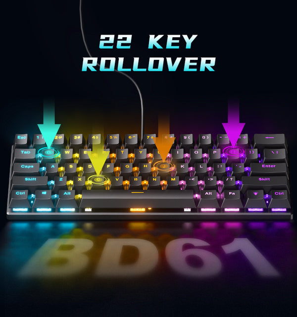 BD61 61 keys Rainbow lighting Swappable Switch Mechanical keyboard ...