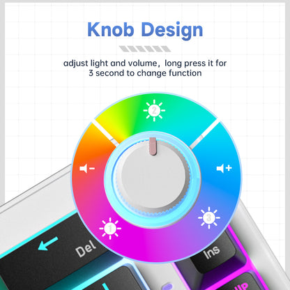 AG68 67 Keys with knob Hot-Swappable Switch ABS Keycap Rainbow Bcaklit Gasket Structure Wire N-Keys Rollover Gaming Mechanical Keyboard