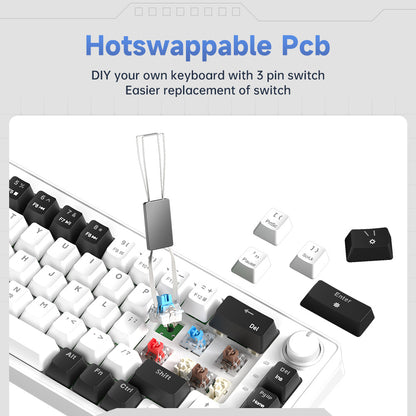 AG68 67 Keys with knob Hot-Swappable Switch ABS Keycap Rainbow Bcaklit Gasket Structure Wire N-Keys Rollover Gaming Mechanical Keyboard