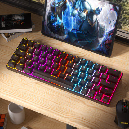 KA6401 Factory direct 60% mini 64 keys wireless keyboard Pudding keycaps rbg mechanical gaming keyboard for laptop PC