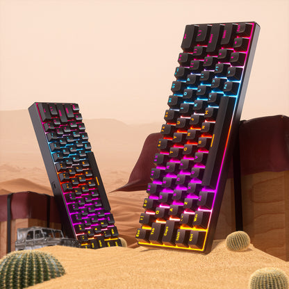 KA6401 Factory direct 60% mini 64 keys wireless keyboard Pudding keycaps rbg mechanical gaming keyboard for laptop PC