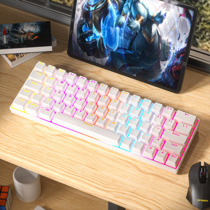 KA6401 Factory direct 60% mini 64 keys wireless keyboard Pudding keycaps rbg mechanical gaming keyboard for laptop PC