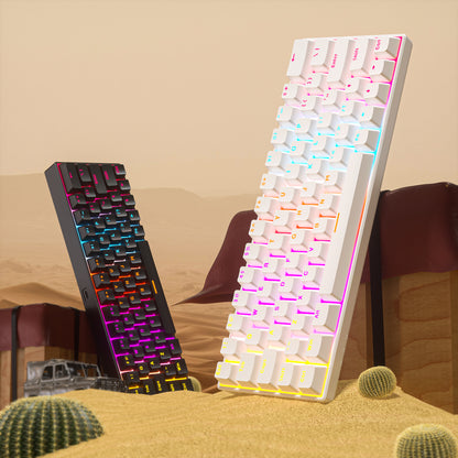 KA6401 Factory direct 60% mini 64 keys wireless keyboard Pudding keycaps rbg mechanical gaming keyboard for laptop PC