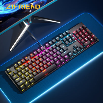 KA101 Best RGB Wired Keyboard Brown Black Cyan Axis 104 Keys Mechanical Gaming Keyboard