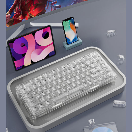 ZT82 60% 75% Keyboard 82 Keys Hot Swappable DIY USB Wired Wireless BT Mini RGB Gaming Red Blue Switch Mechanical Keyboard Set
