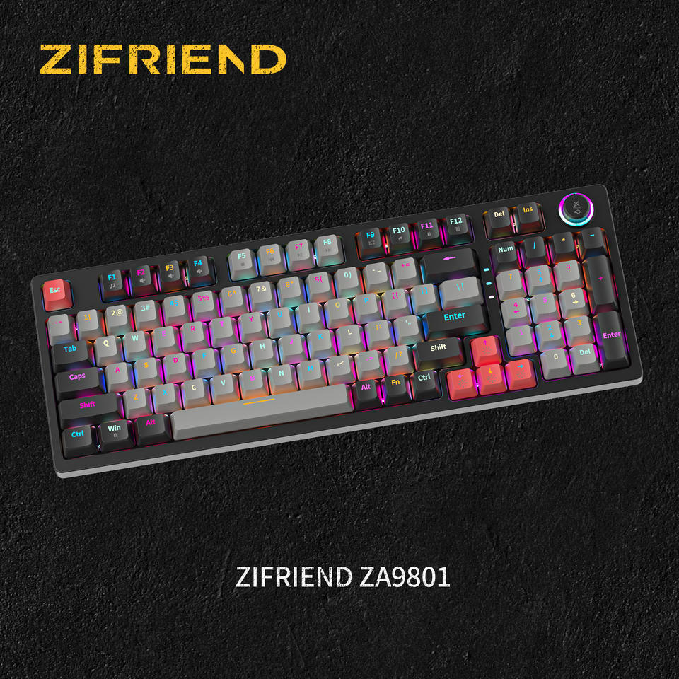 ZA981 85% Keyboard 98 Keys Hot Swappable Green Red Switch Custom Keycap Computer Gaming USB Wired RGB Light Led Mechanical Keyboard