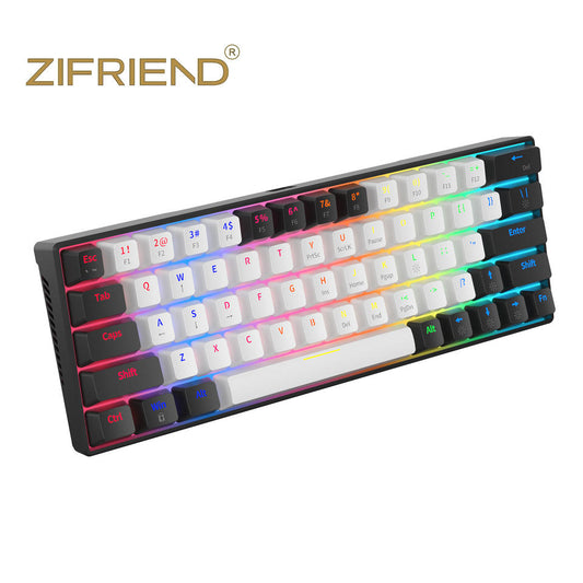 KA6406 60% Keyboard 63 64 Keys Green Red Switch Custom Keycap Mini USB Wired Gaming Fashion RGB backlit optical mechanical keyboard