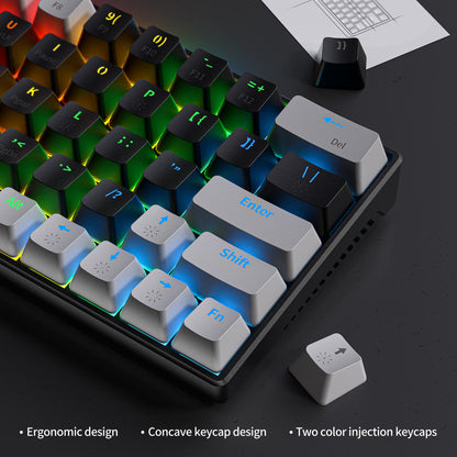 ZA646 60% Keyboard 63 Keys Hot Swappable Green Red Switch Custom Keycap Computer Gaming USB Wired RGB Light Led Mechanical Keyboard